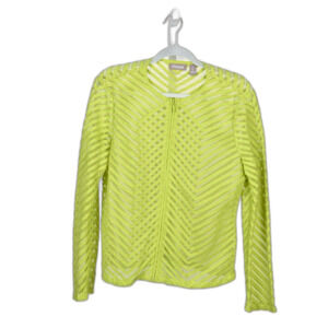 Chicos Citron Cheveron / Mesh Front Zip Jacket Size 1 / ( US M / 8 )
